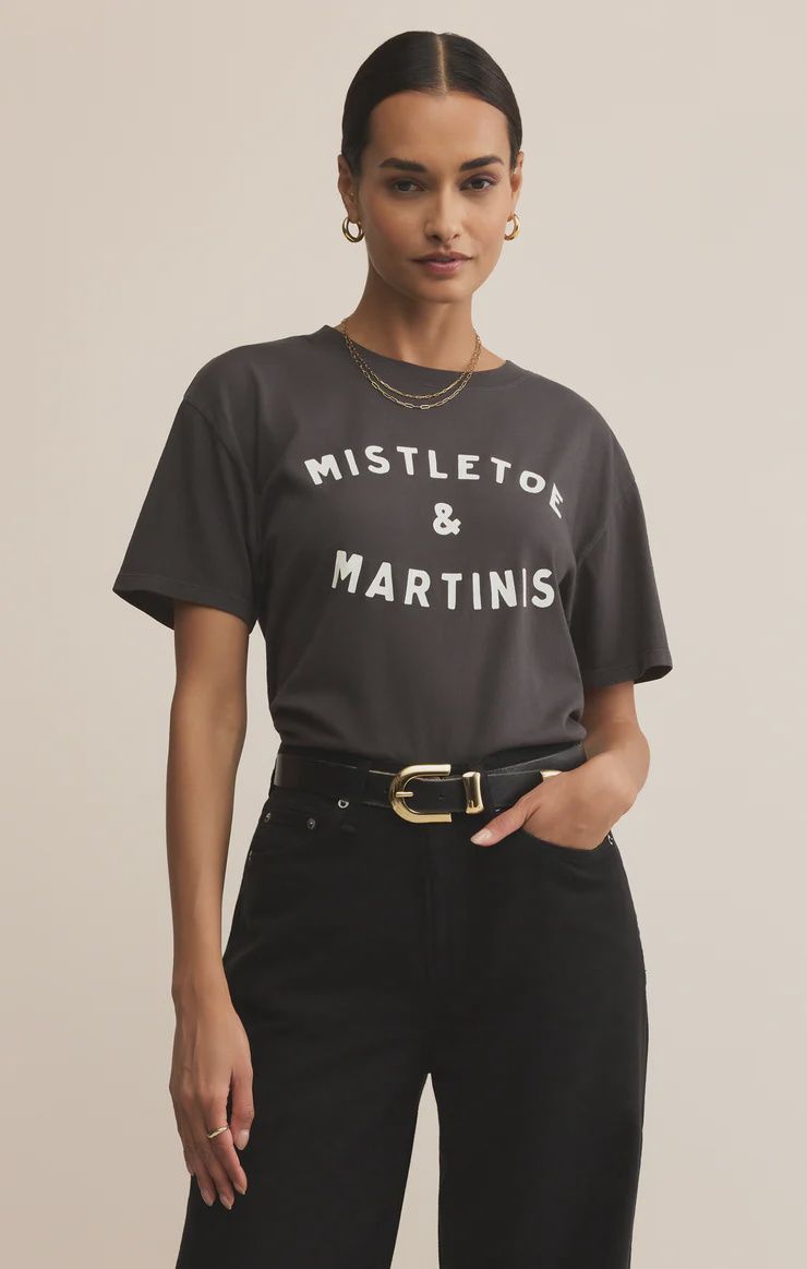 MISTLETOE &amp; MARTINI TEE, Colour: BLACK, Size: XSMALL