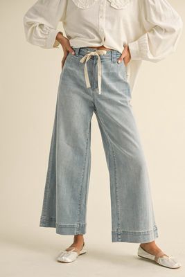 HARPER WIDE LEG TIE FRONT DENIM