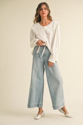 HARPER WIDE LEG TIE FRONT DENIM