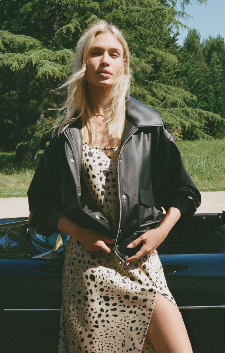 IDOLS FAUX LEATHER BOMBER JACKET