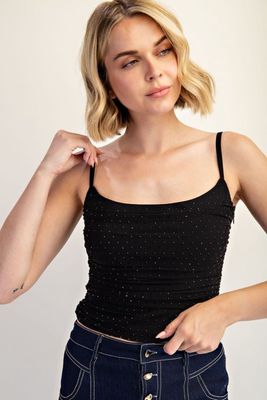 LIV RHINESTONE MESH CAMI