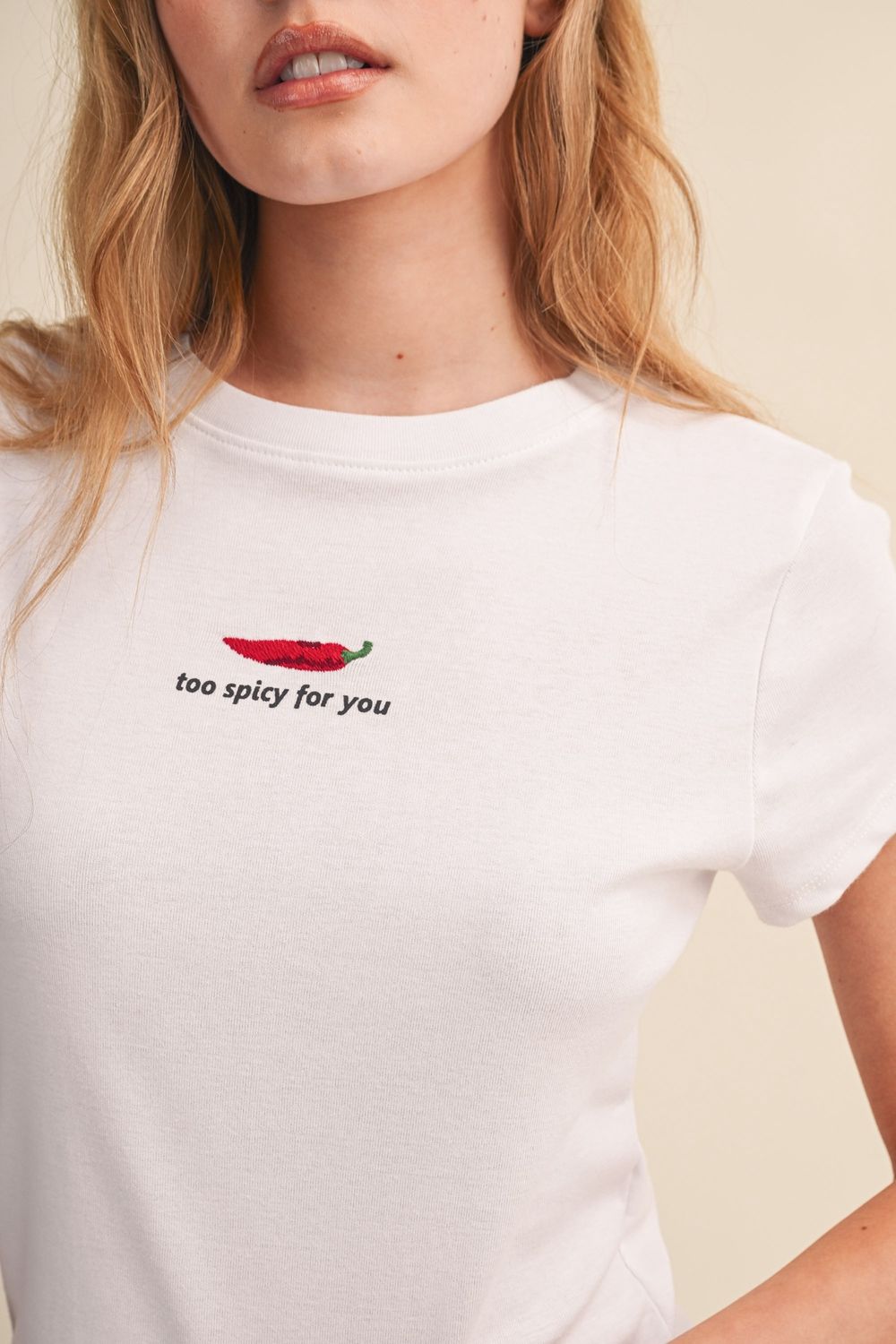 TOO SPICEY CHILI EMBROIDERED TEE