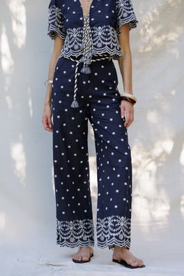 TRAVEL MORE ROPE BELT EYELET PANT