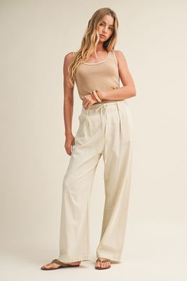 CLAY HAVEN WASHED TIE FRONT PANTS