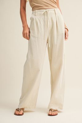 CLAY HAVEN WASHED TIE FRONT PANTS