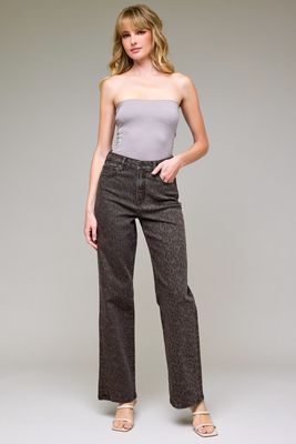 MOCHA CHEETAH HIRISE STRAIGHT JEANS