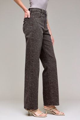 MOCHA CHEETAH HIRISE STRAIGHT JEANS