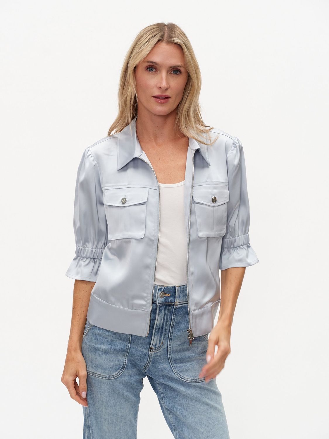 ANNA SATIN 3/4 ZIP JACKET