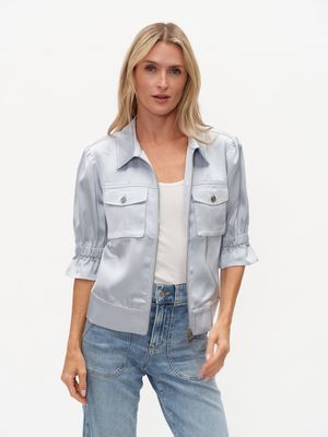 ANNA SATIN 3/4 ZIP JACKET