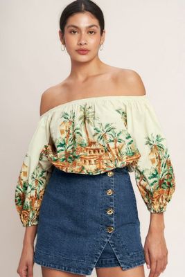 EXUMAS PRINT BUBBLE CROP TOP