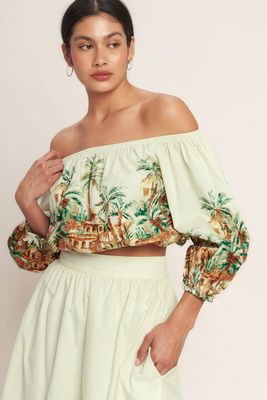 EXUMAS PRINT BUBBLE CROP TOP