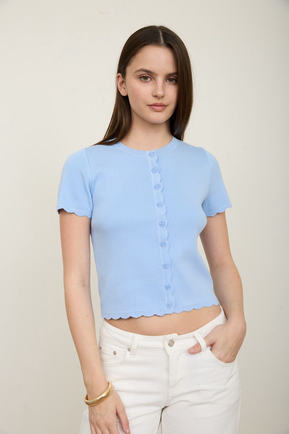 FLORENCE SCALLOP KNIT SS CARDIGAN