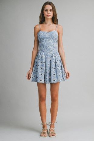 RAINE EYELET LACE MINI DRESS