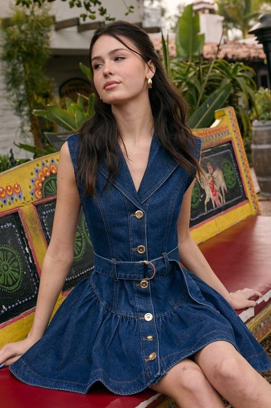 AVI DENIM BUTTON UP MINI DRESS