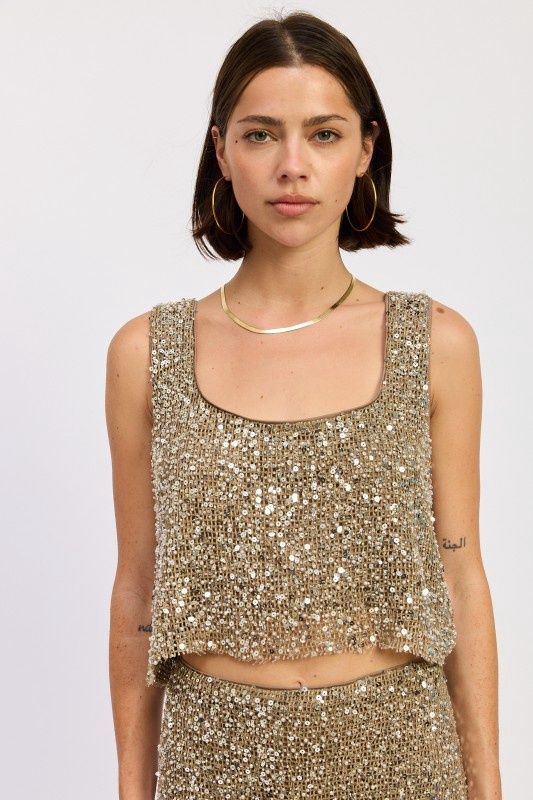 THE ZOE SEQUIN CROP TOP