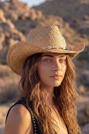 COWRIE SHELL STRAW COWBOY BEACH HAT