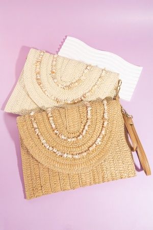 SET SAILS SHELL BEAD ENVELOPE CLUTCH