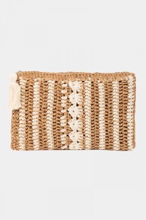 MAYAN SEA TASSEL ZIP STRAW BAG