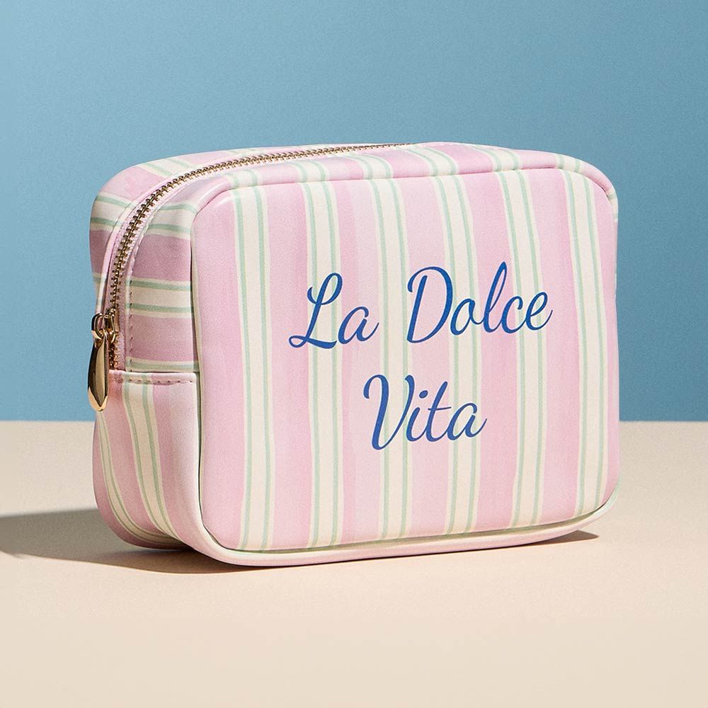 LA DOCLE VITA STRIPE COSMETIC POUCH, Colour: PINK