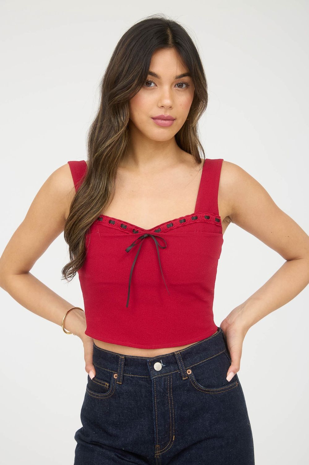 DILLON SWEATHEART RIBBON TOP