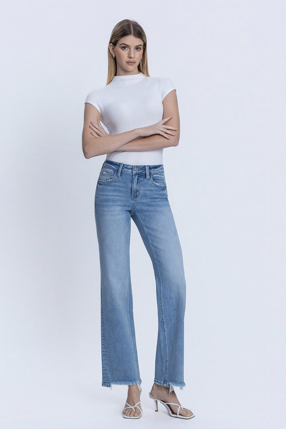 VALLEY MIDRISE RAW HEM WIDE JEANS