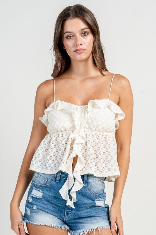 COCHELLA RUFFLE CROCHET TOP