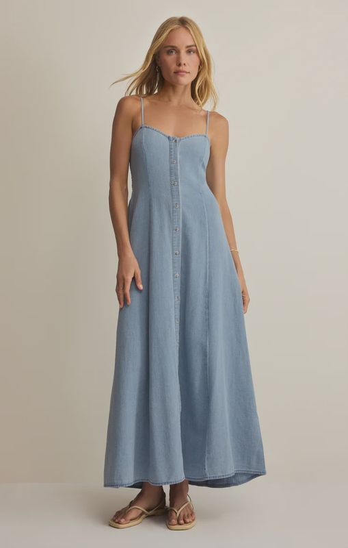 ANGEL EYES CHAMBRAY MIDI DRESS