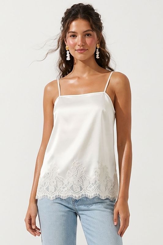 LIA LACE TRIM SATIN CAMI