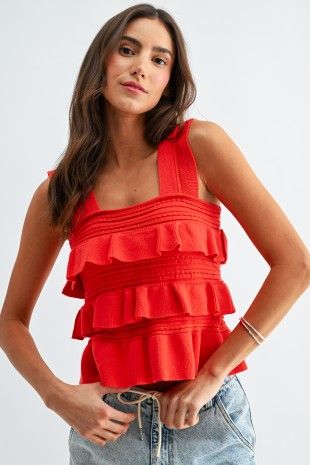 CAMILLA RUFFLED KNIT TOP