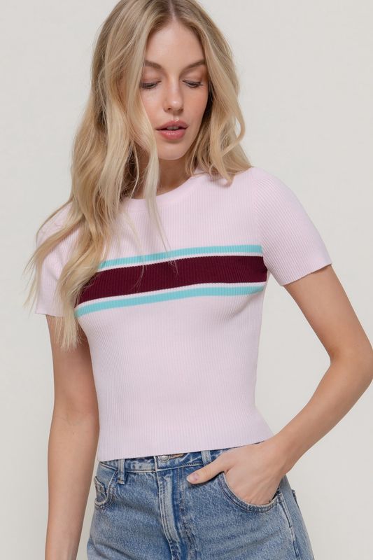 MAGNOLIA SS STRIPE KNIT TOP