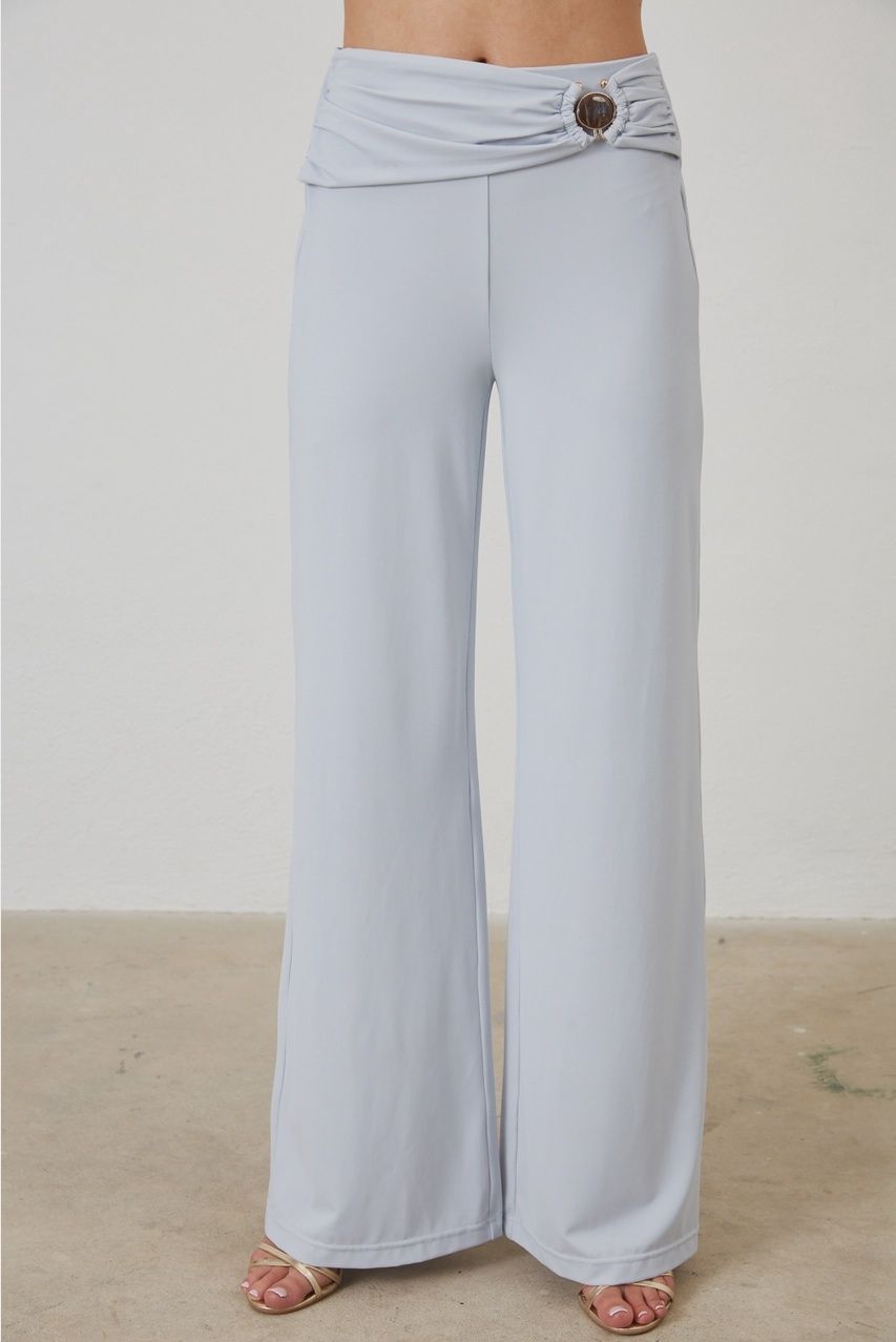 SOFIA DRAPE WIDE LEG PANT, COLOR: SOFT BLUE, Size: SMALL