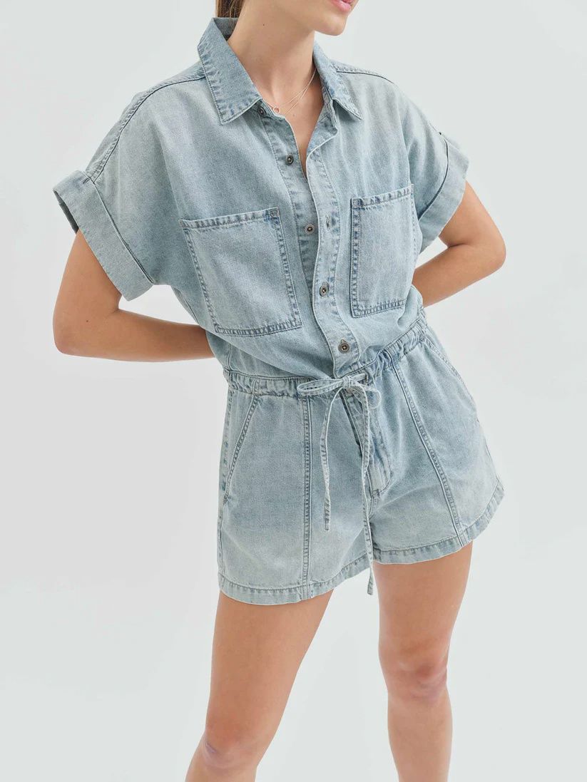 SURFSIDE DENIM ROMPER, COLOR: WILDCARD, Size: XSMALL