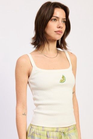 LIME BEADED KNIT TANK