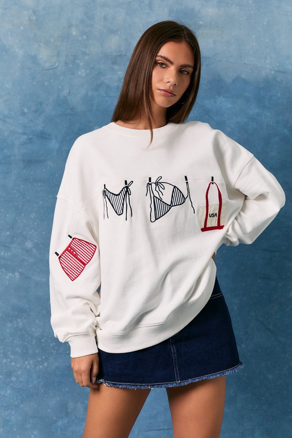 SEASIDE BIKINI SWEATSHIRT, COLOR: WHITE, Size: XSMALL