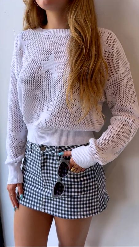 ELLA MINI GINGHAM  DENIM SKORT