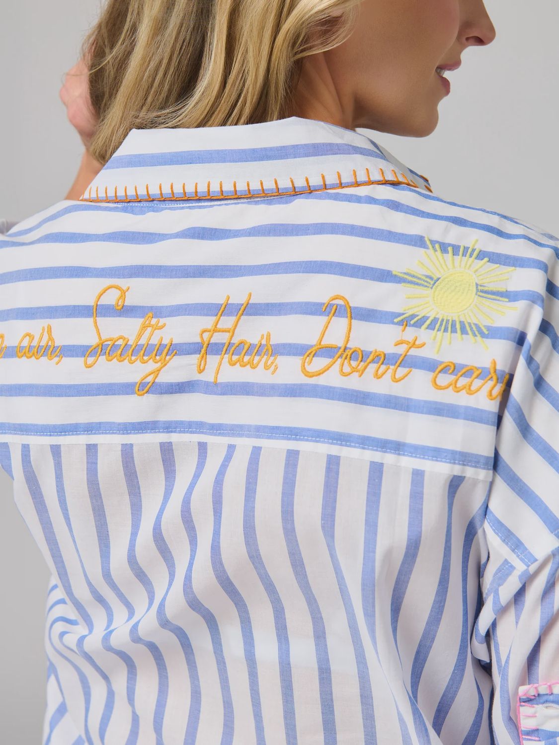 SALTY HAIR STRIPE COVER UP SHIRT