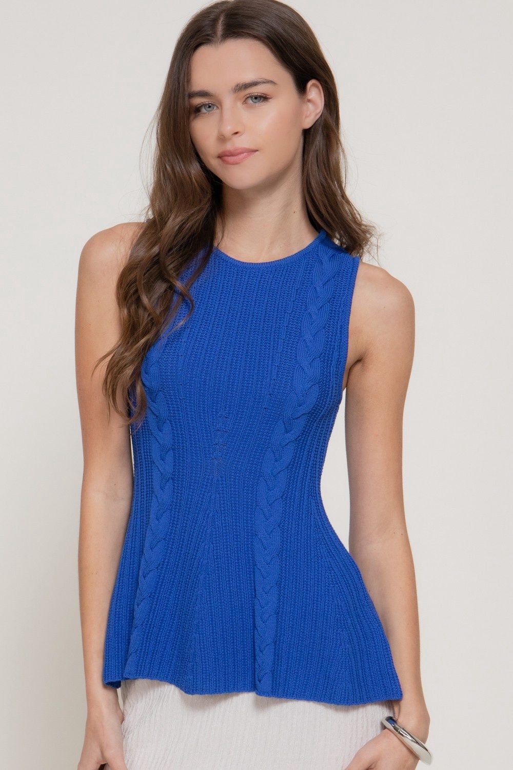 ISA PEPLUM CABLE KNIT TOP