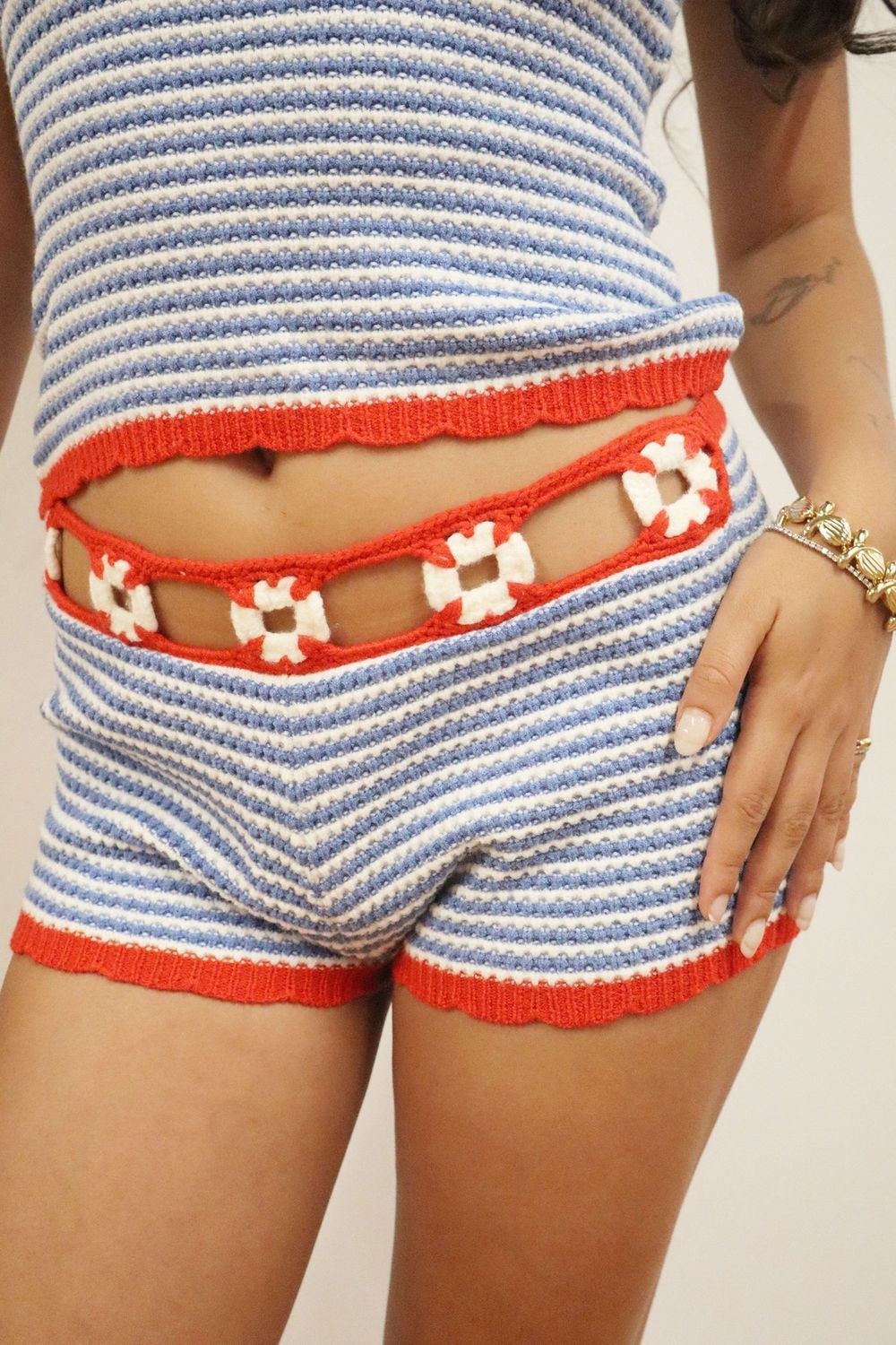 MARINA MUSE CROCHET SHORTS, COLOR: MARINE, Size: XSMALL