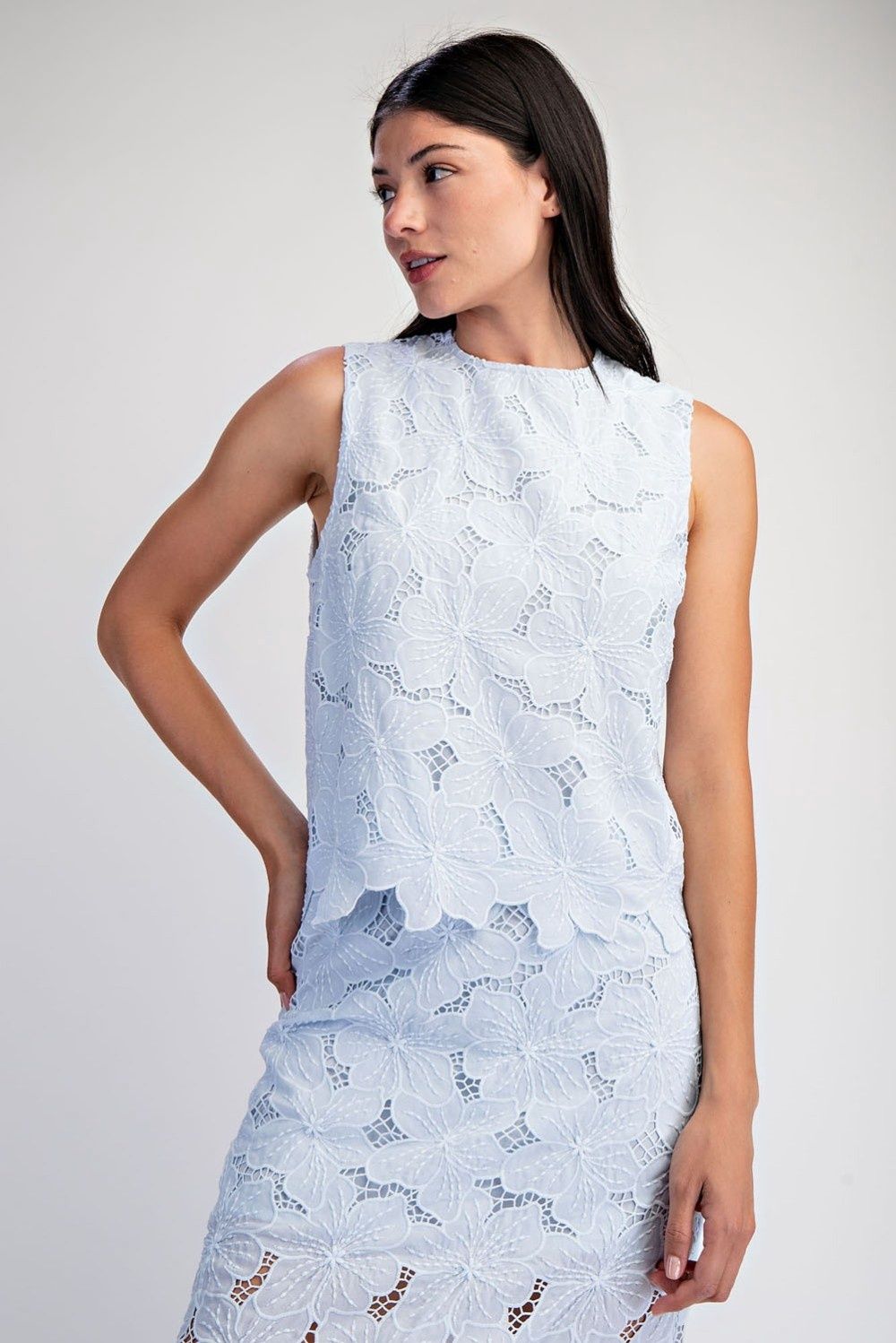 Provence eyelet detail top