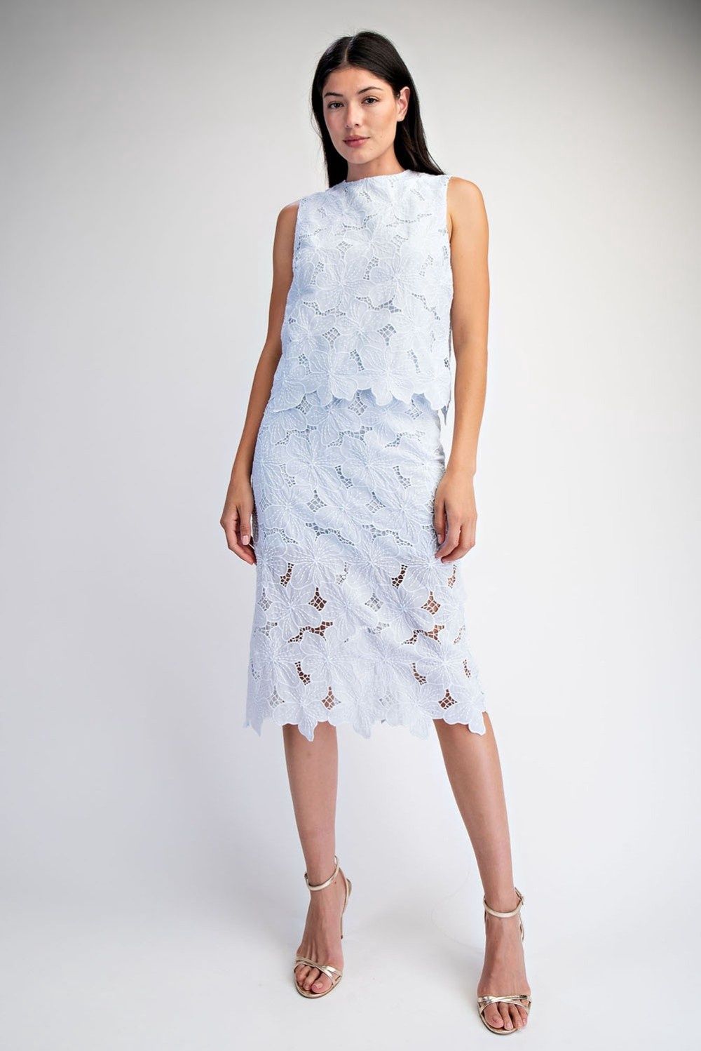 Provence eyelet midi skirt