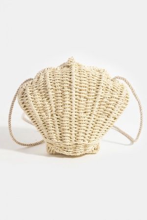 Straw Braided Seashell Bag