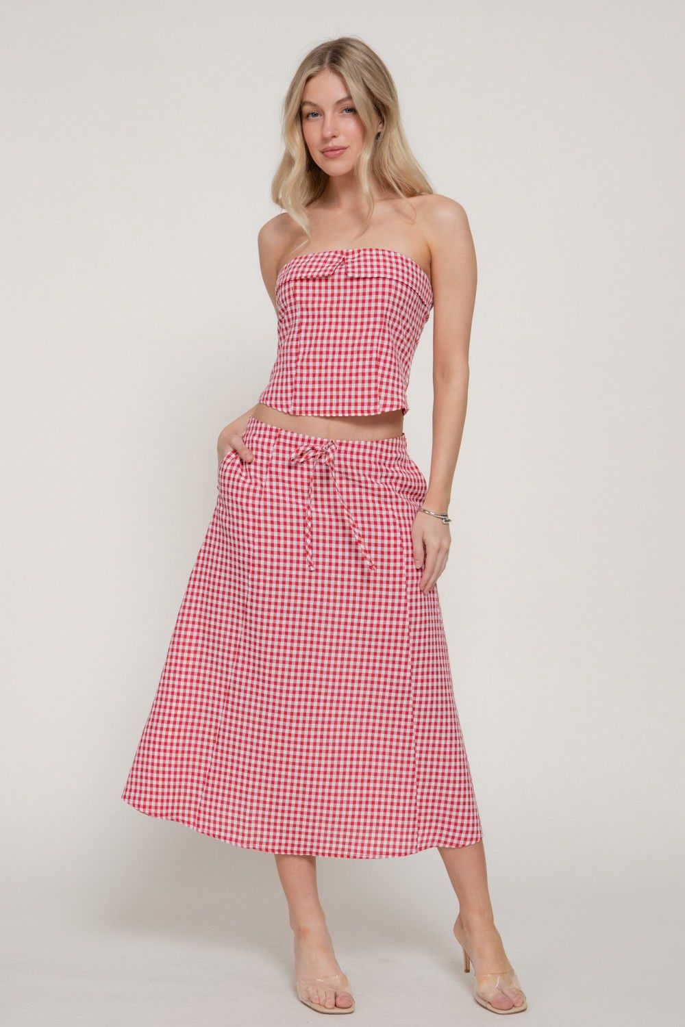 Dennis Port Seersucker Midi Skirt Set
