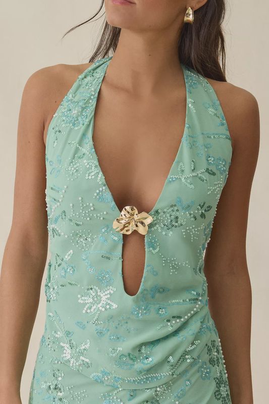Selina glam sequin halter top