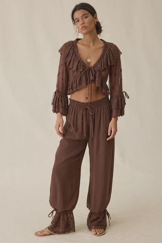 Eleanor lacey elastic waist balloon pants