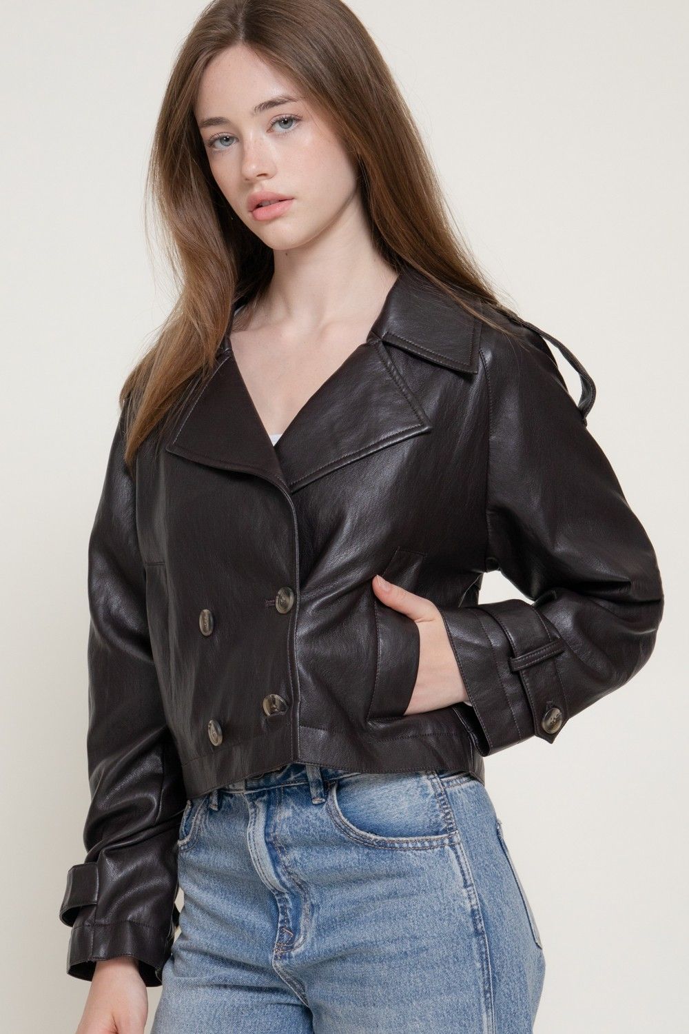 Tuzzi Vegan Leather Trench Coat
