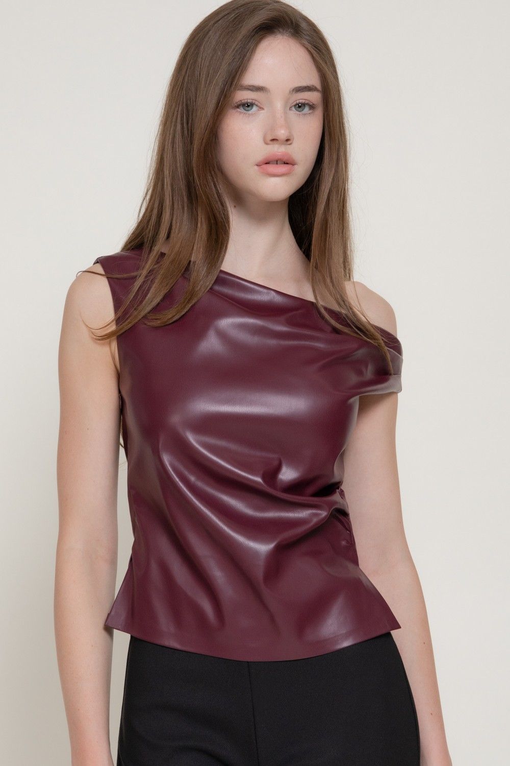 Jetta Asymm Vegan Leather Top