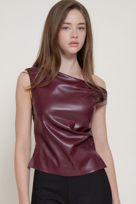 Jetta Asymm Vegan Leather Top