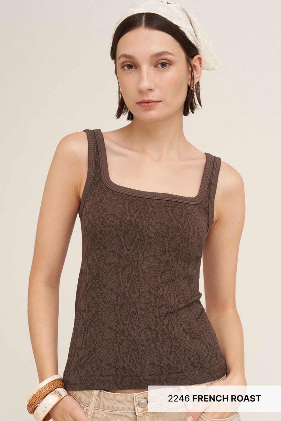 Kat scoop neck tonal snake top