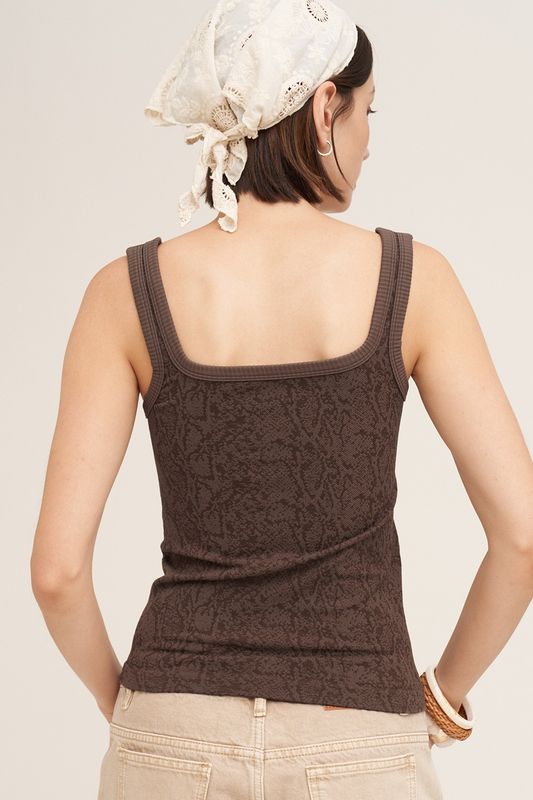 Kat Scoop Neck Tonal Snake Top