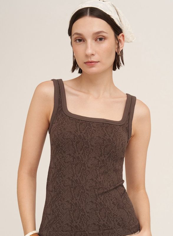 Kat Scoop Neck Tonal Snake Top